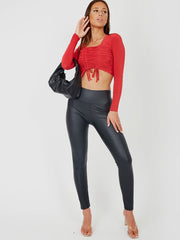 Legging de PU de cintura alta