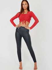 Legging de PU de cintura alta