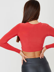 Square Neck Slinky Ruched Crop Top