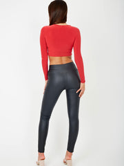 Legging de PU de cintura alta