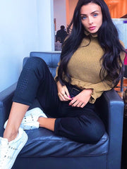 Kady & Olivia Belted Croc Print Tapered Trousers