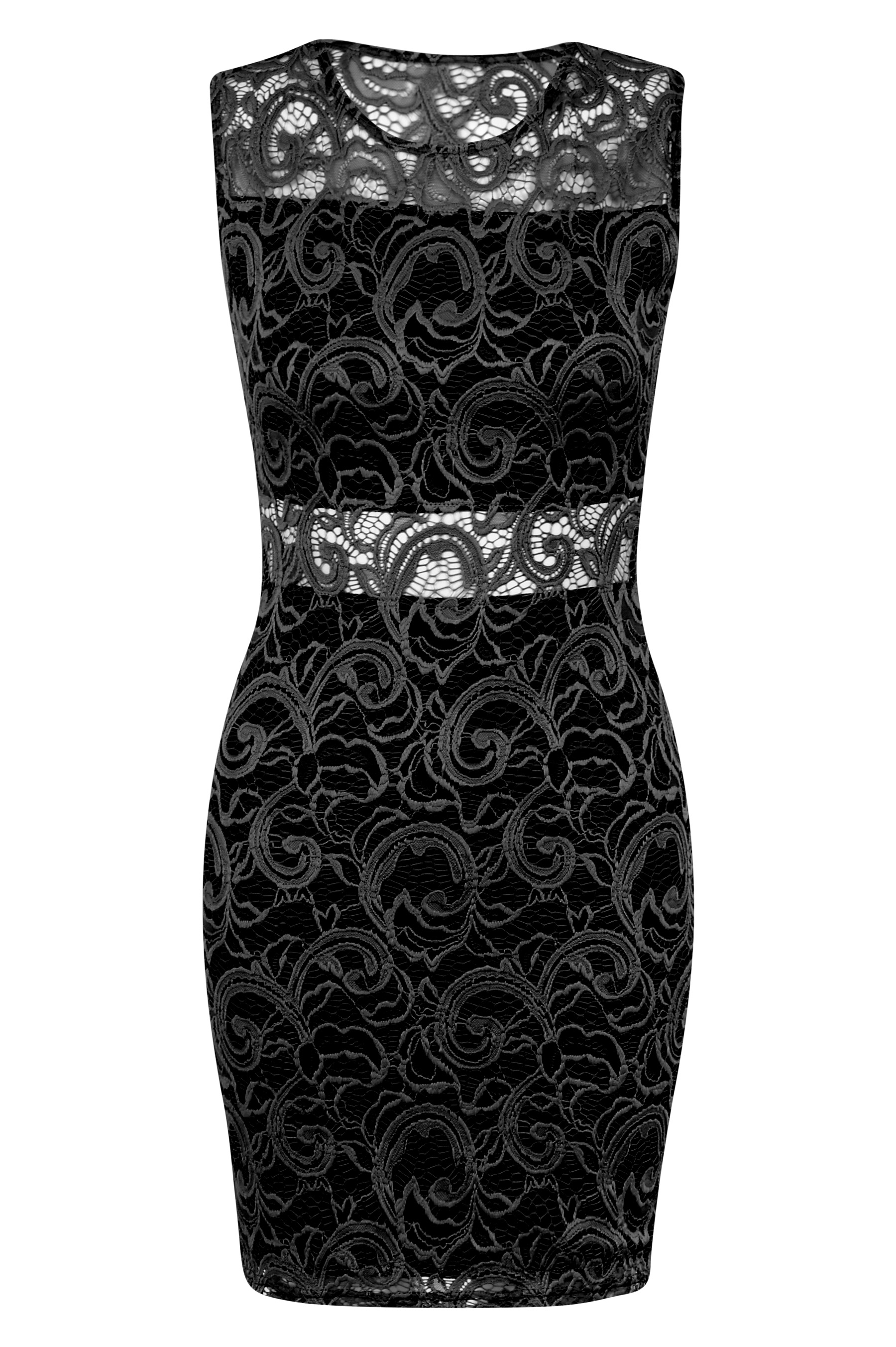 Crochet Lace Panelled Bodycon Dress | Stylewise Direct