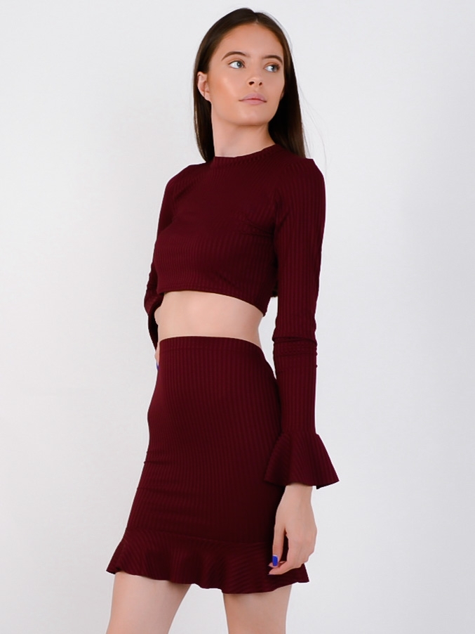 Wholesale Ribbed Crop Top & Frill Skirt Co-ord | Stylewise Direct